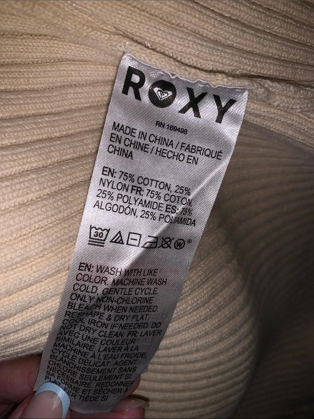 Roxy Ribbed Zip Hoodie in Cream - Picture 12 of 12